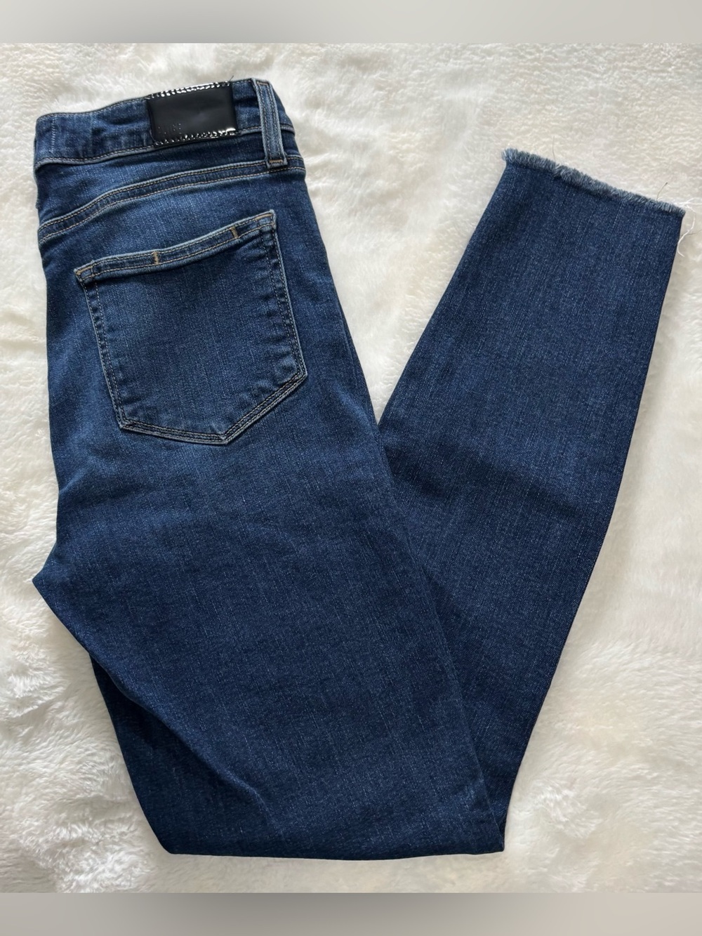 PAIGE Hoxton Ankle Raw Hem High Rise Skinny Jeans Greece Dark Wash Size 27